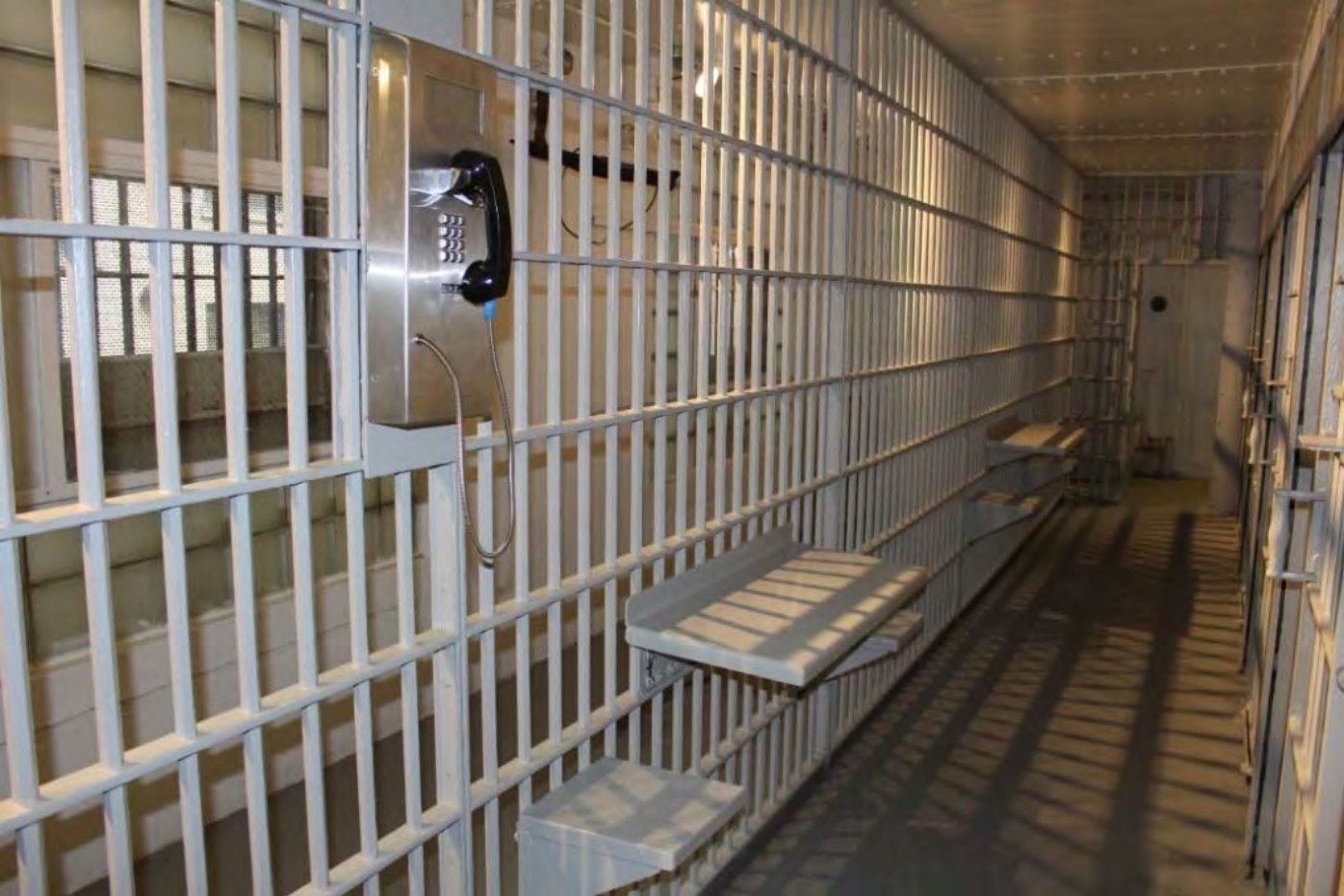 Exercise corridor in front of the cells in A Block, facing south.