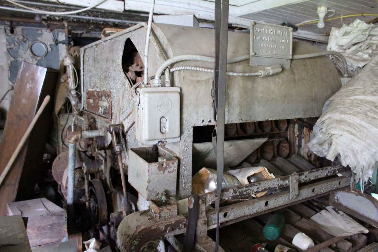The mechanized bottling machine inside the creamery.
