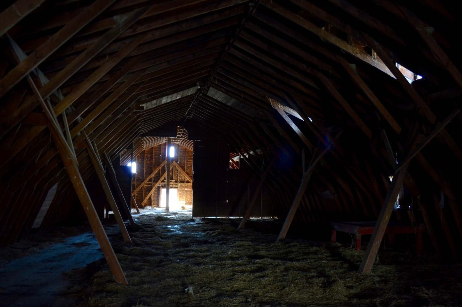 The second-floor hay loft.